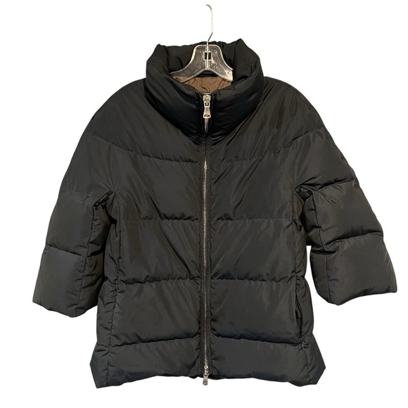Eleventy Women’s Black Quilted Full Zip Puffer Winter Coat Small EUC Made Italy - Picture 1 of 11